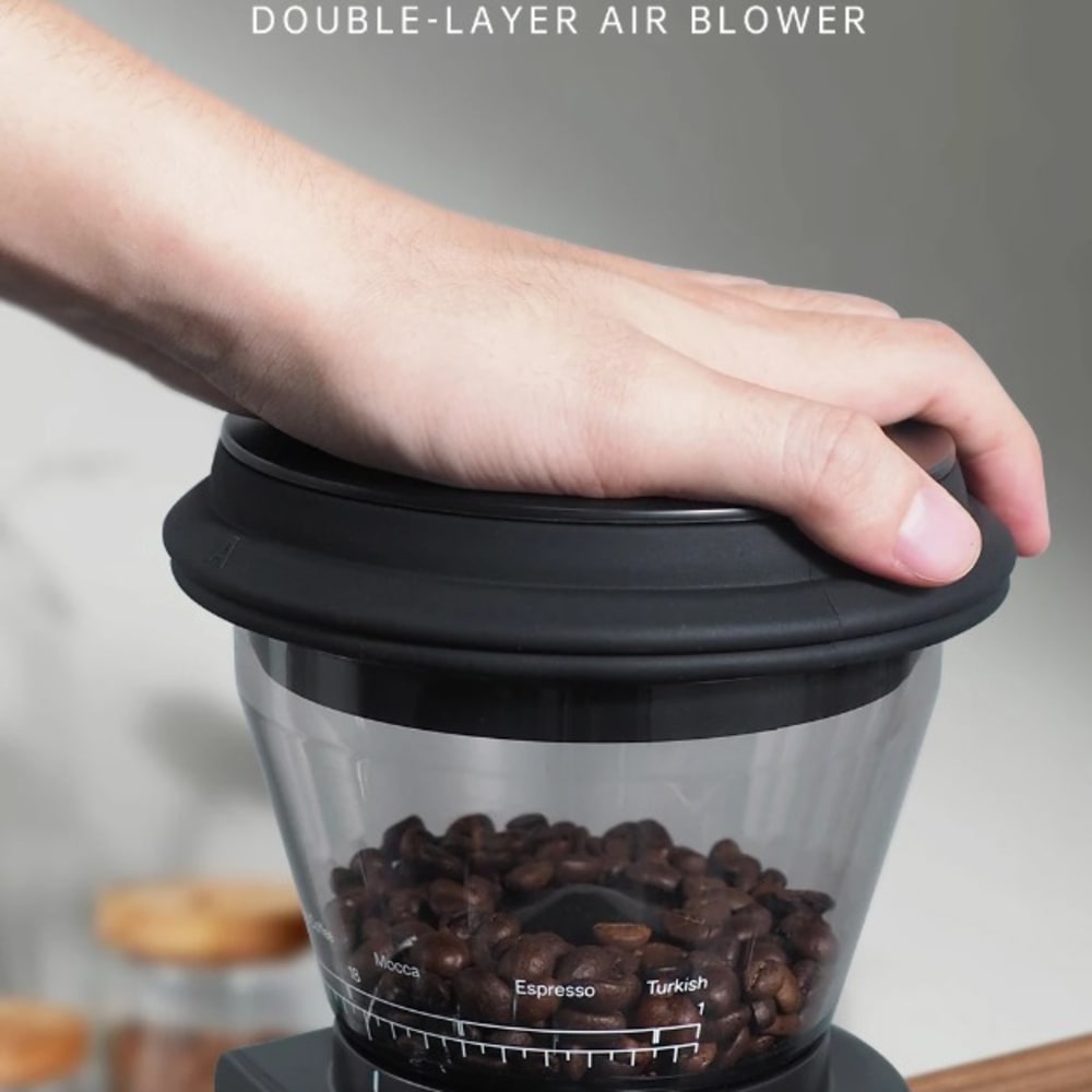 HiBREW Electric Burr Coffee Grinder with 34 Grind Settings & Visual Bean Storage